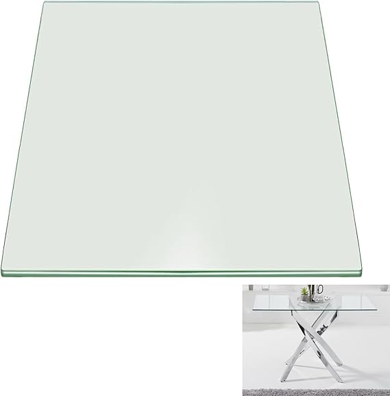 Square Glass Table Top 8mm Thick Tempered Glass Square Table Top Glass Dining Table Replacement Glass Table Top, Clear Square Glass Top, for Kitchen Patio Table Tops(95x95cm)