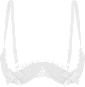 YiZYiF Womens Lace 1/4 Cups Shelf Bra Tops Padded Push Up Underwire Bralette Unlined Balconette
