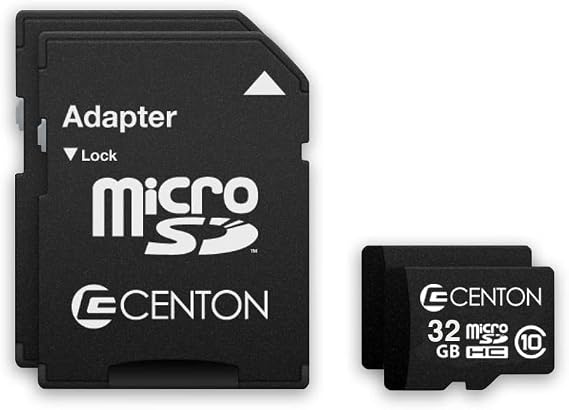 Centon Class 10 Micro SD Flash Memory Cards with SD Adapters, 32 GB, 2 Pack