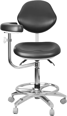 Dental Adjustable Mobile Chair with 360 Armrest & Footrest PU QY600M-B2 Black