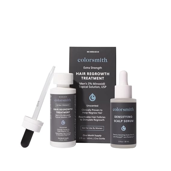 Two Step Hair Regrowth Bundle, 5% Minoxidil Men's Hair Regrowth Treatment & Densifying Scalp Serum, One Month Supply