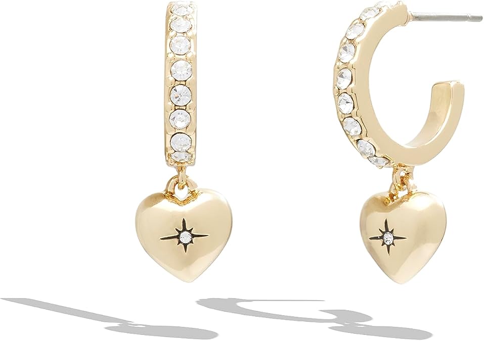 Coach Womens Iconic Heart Huggie Earrings, Gold, One Size