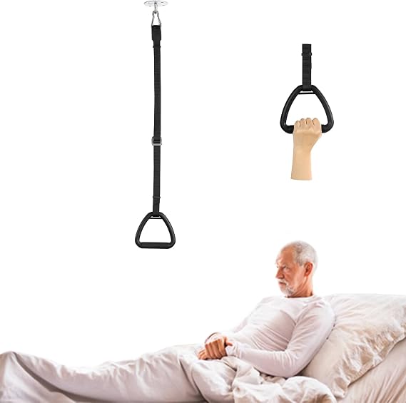 Bed Trapeze for Elderly-Ceiling Mounted Trapeze for Bed Mobility Transfer,Stand Ladder Bed Helper for Disabled,Pull Up Bar Bed with Adjustable Cord,Suitable for Hospital, Bedroom