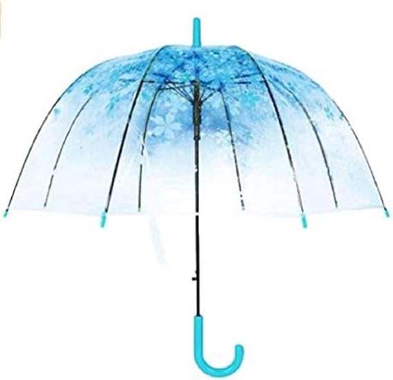 Cherry Blossoms Umbrella Cute Transparent Bubble Umbrella Clear Dome Semi-Automatic Sunny Umbrella for Kids Girls Boys or Women Romantic Windproof Wedding Decoration Umbrella