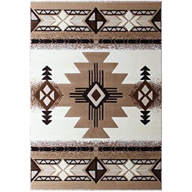 South West Native American Area Rug Design C318 Ivory 5 Feet 11 Inch x 8 Feet 6 Inch