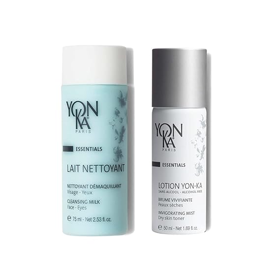 Yon-Ka Lait Nettoyant and Lotion Toner PS, Travel Set | Facial Cleanser & Makeup Remover and Hydrating Face Toner, 2.53 fl oz + 1.69 fl oz