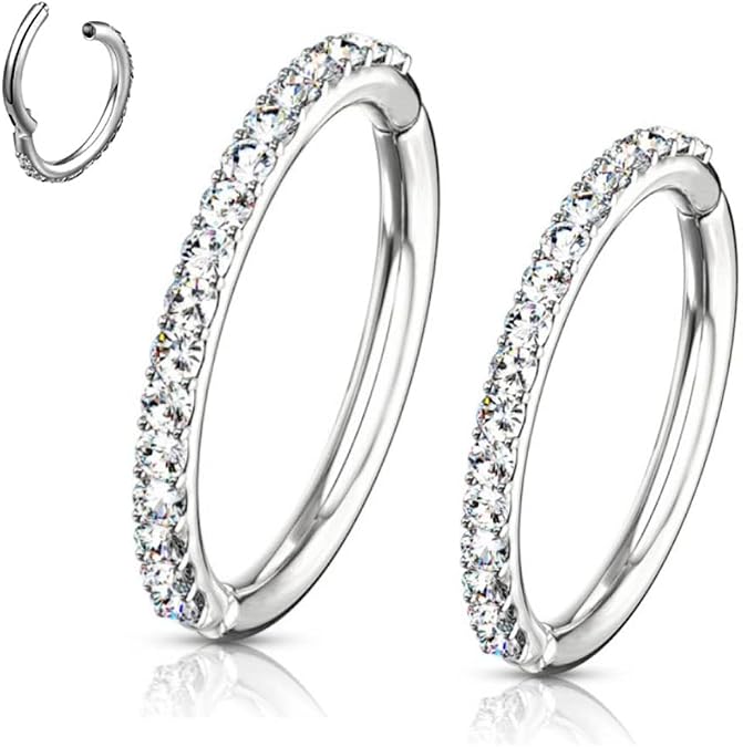 16G/18G/20G Steel Clear Diamond Orbital Conch Hoop Clicker Ring