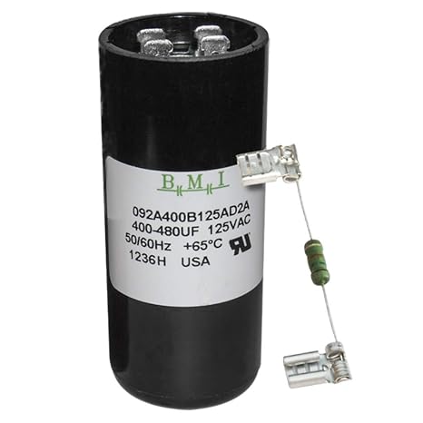 400-480 uF x 110 125 VAC - BMI/USA Start Capacitor # 092A400B125AD2A with Bleed Resistor