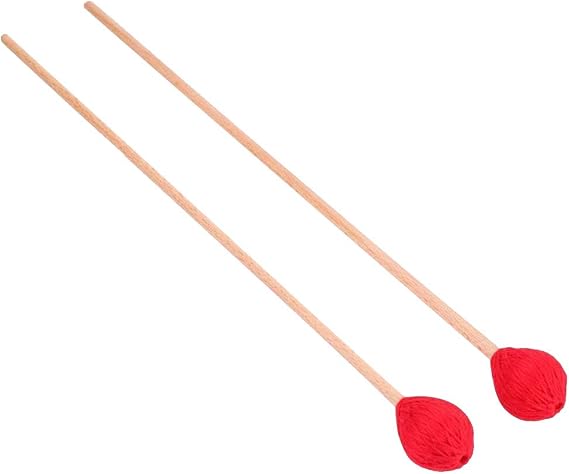 Marimba Mallets, Uspacific 1 Pair Medium Hard Yarn With Beech Handle Medium Hard for Percussion Marimba Playing