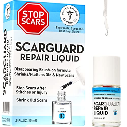 Invisible Brush-On Silicone Sheet with Vitamin E - Scar Removal for Keloids, Burn Scars, Surgery Scars, Stitches, Cuts - No Ugly Scar Sheets, Cream or Messy Scar Gel Needed