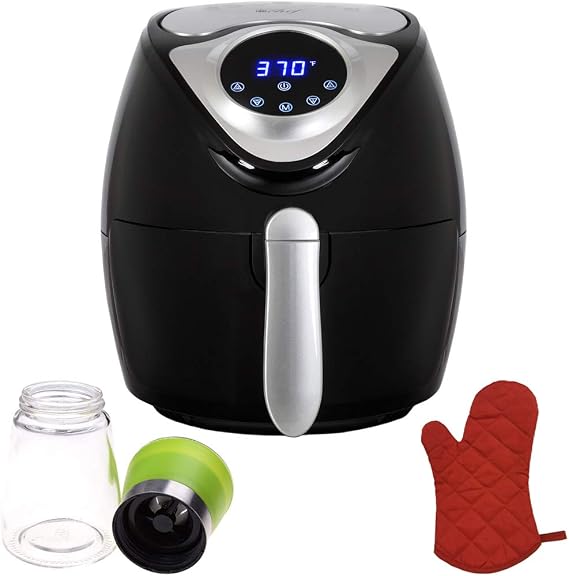 Deco Chef 3.7QT Electric Oil-Free Digital Air Fryer for Healthy Frying (DAIRFR) w/Oven Mitt Heat Resistant and Spice Mill