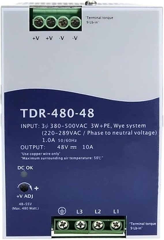 TDR-480-48 480W Three Phase Industrial DIN Rail 48V 10A