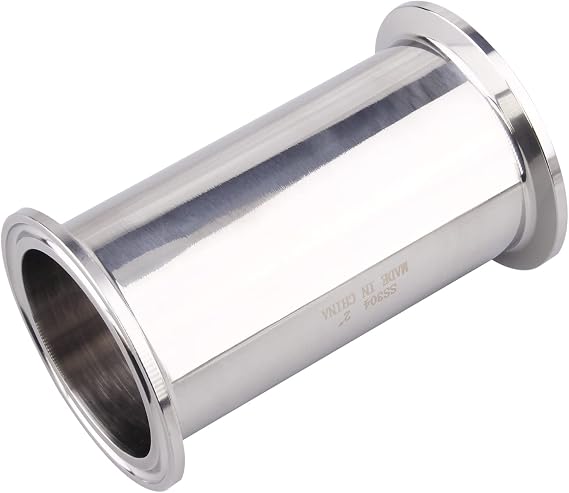 Sanitary Spool Tube with Clamp Ends, 4" Length Stainless Steel 304 Seamless Round Tubing with 2 inch Tri Clamp 64 mm Ferrule Flange