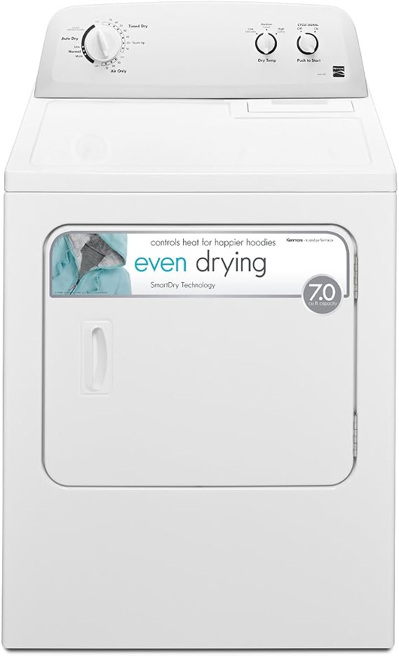 Kenmore 29" Front Load Gas Dryer with Wrinkle Guard and 7.0 Cubic Ft. Total Capacity, White