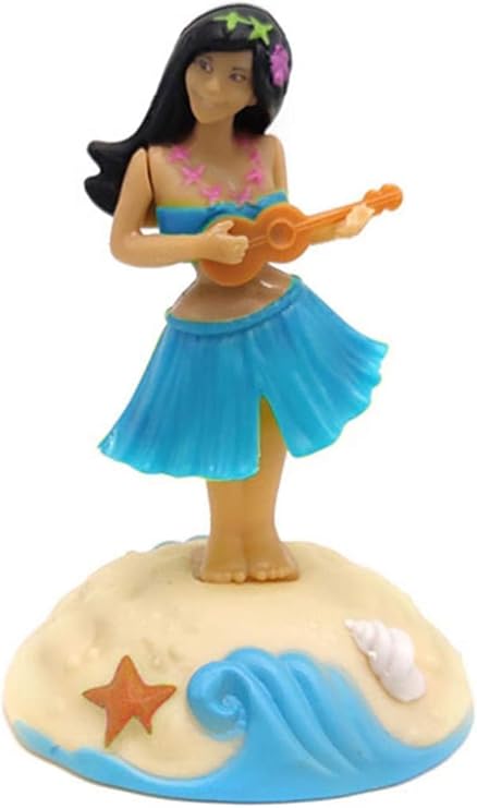 Blue Solar Powered Dancing Figures Decoration, Solar Shaking Head Ornaments Hula Girl, Car Interior Shaking Head Toy, Solar Powered Car Dashboard Interior Decoration Dancing Toy Desktop Ornaments