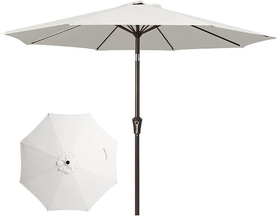 JEAREY 10 ft Outdoor Patio Umbrella w/Tilt and Crank, Creamy-white