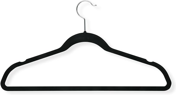 Honey-Can-Do HNG-01050 Ultra-Thin Non-Slip Velvet-Touch Hangers, Black, 20-Pack