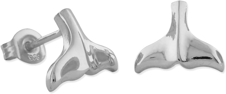 Sterling Silver Small Whale Tail Stud Earrings
