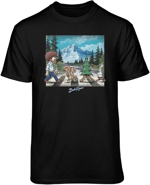 Teelocity Bob Ross Road Walk Graphic T-Shirt