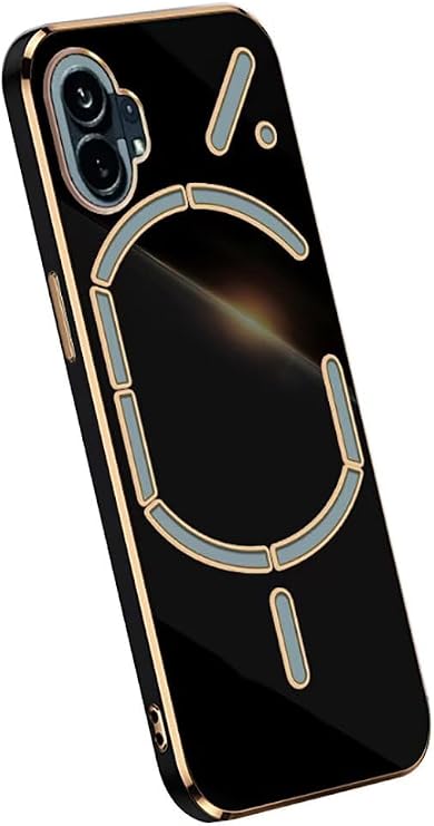 Topme Silicone Case for NothingPhone (1) / NothingPhone 1 (6.55" Inches), [gold Edge Style Phone Case] - Black