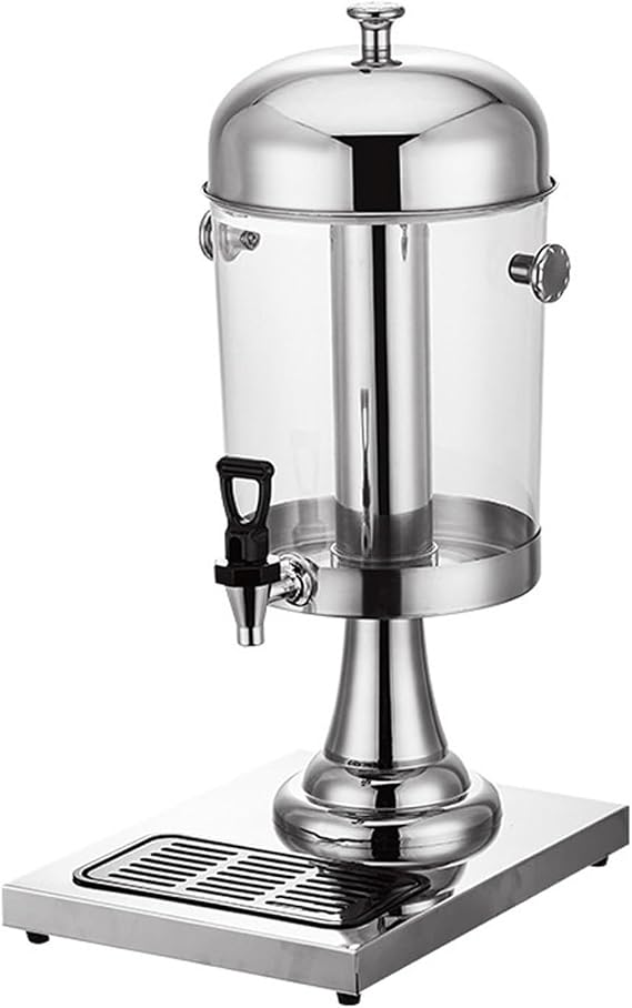 Drink Server Dispenser 8/16/24L Juice Dispenser,Stainless Steel Clear Glass Commercial Drink Beverages Dispenser with Tap Cocktail Milk Water Dispenser Chamber(Silver,8L)