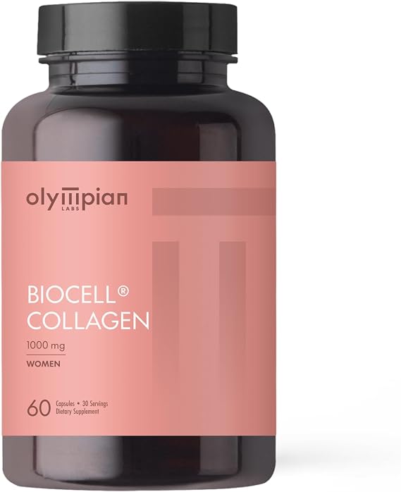 Olympian Labs Biocell Collagen Improve Skin Hydration, Reduce fine Lines & Wrinkles, Supports Joint Comfort and Mobility, 60 Capsules