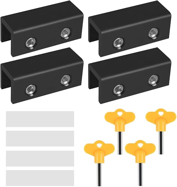 Security Window Lock 2/4 Pieces Adjustable Window Locks Stainless Steel Sliding Window Locks with Key for Vertical and Horizontal Sliding Window Doors