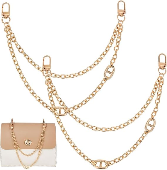UNICRAFTALE 2Pcs 11.57 Inch Bag Chain Decorative Metal Bag Strap Purse Extender Strap 2-Layer Chain Strap Short Handbag Handle Chain with Swivel Clasps for Bag Replacement Accessories