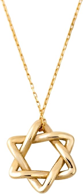 Gelin Dainty Interlocking Star of David Necklace for Women in 10K Solid Gold, 18 Inch Chain