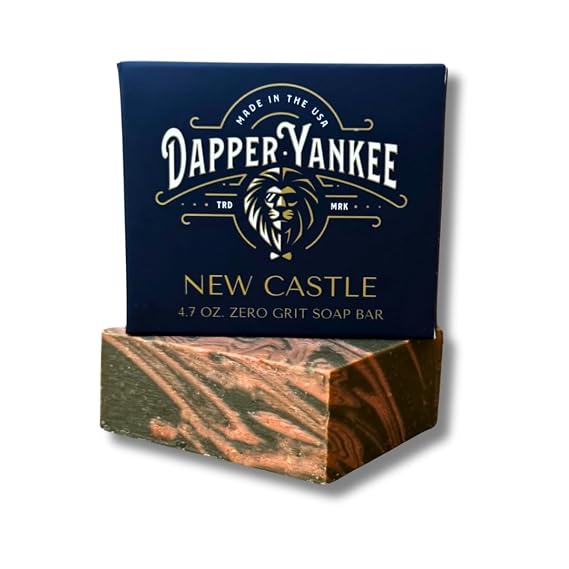 Dapper Yankee New Castle Natural Soap Bar for Men - Zero Grit, Manly Scent, Spiced Musk, Sandalwood, Tobacco, and Suede