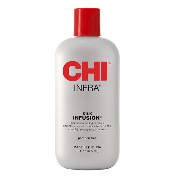 CHI Infra Silk Infusion, Silk Reconstructing Leave-In Hair Treatment for Creating Smooth, Shiny, Strong Hair, 12 Oz