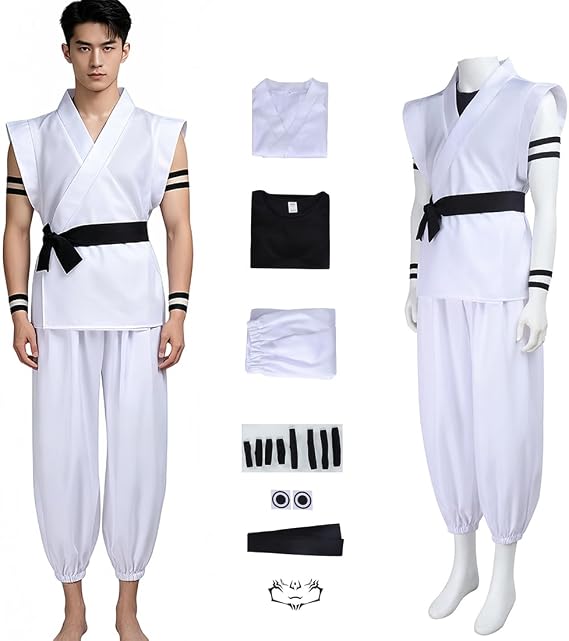 Sukuna Ryomen Costume Outfit Kimono Men Halloween Adult White Set Suit