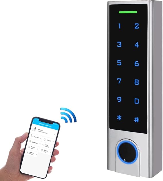 WiFi 125Khz EM Card ,Fingerprint Access Controller,IP67 Waterproof, Access Control Keypad ,Door Lock Opener,Backlight Work with Tuya Mobile APP,1000 User (Fingerprint Version)