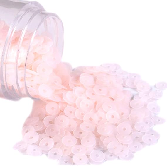 Around 10000pcs 4mm Sequin Flat Round Loose Sequins Matte Sewing Paillette for Wedding Garment Shoe DIY Craft Accessories (Pale Pink, 4mm)