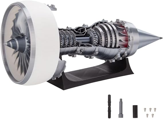 Turbofan Engine Model with Red Simulated Flame Light, TR900 Aircraft Engine - 3D Printed Aviation Trent 900 Engine Electric Science Experiment Gift -Electric Version