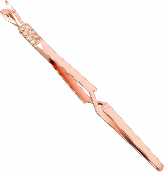 Nail Clip Tool Keratin Pushing Hands Stainless Steel Nail Shaping Tweezers X-shaped Multi Functional Art Clip Trimmer (Rose Gold)