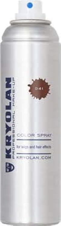Kryolan Temporary Hair Color Spray- D41 Dark Brown 150ml | Professional Quality & Washable | Colored Hair Spray for Professionals | Made In Germany