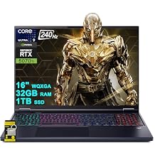 acer Predator Helios Neo 16S AI Gaming Laptop 16 2560x1600 OLED 240Hz 100% DCI-P3 Intel 24-core Ultra 9 275HX 64GB RAM 1TB SSD GeForce RTX 5070 Ti DLSS4 Up to 992 AI Tops Win11 ICP Hub