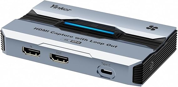 4K@60fps Capture Card, Yinker 2K@144fps 1080p@240fps Video Capture Card, HDR & VRR Capture and Loop-Out, No Latency for Live Streaming, Gaming, Camera, Switch, Xbox and PS5