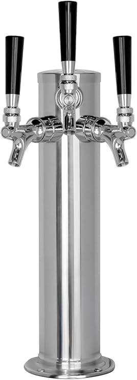 Kegco Dt145-3S 14" Tall Polished Stainless Steel 3-Faucet Beer Tower - Standard Faucets