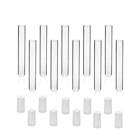 ULAB Scientific Glass Test Tubes with Autoclavable Caps, Vol.16ml, 16x150mm, Medium Borosilicate Glass Material, Pack of 20, UTT1010