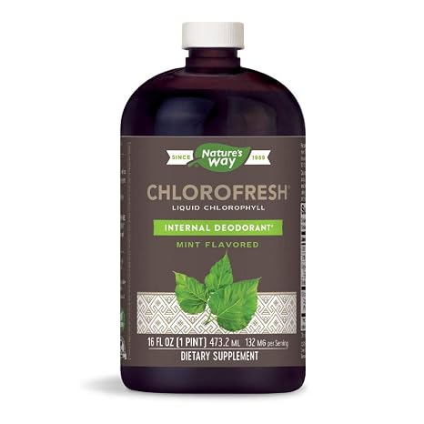 Nature's Way Chlorofresh Liquid Chlorophyll Internal Deodorant, Natural Mint Flavor 16 oz (2 pack)