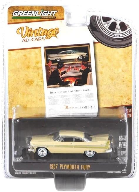 Greenlight Collectibles 39140-B Vintage Ad Cars Series 10 1:64 Scale Diecast Model- 1957 Plymouth Fury