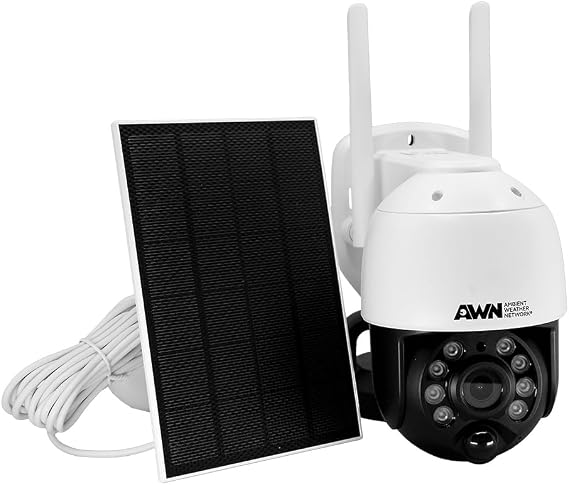 Ambient Weather Network Solar Wi-Fi Weather Camera | Wireless 112-Degree Wide-Angle Lens and IP65 Waterproof Rating
