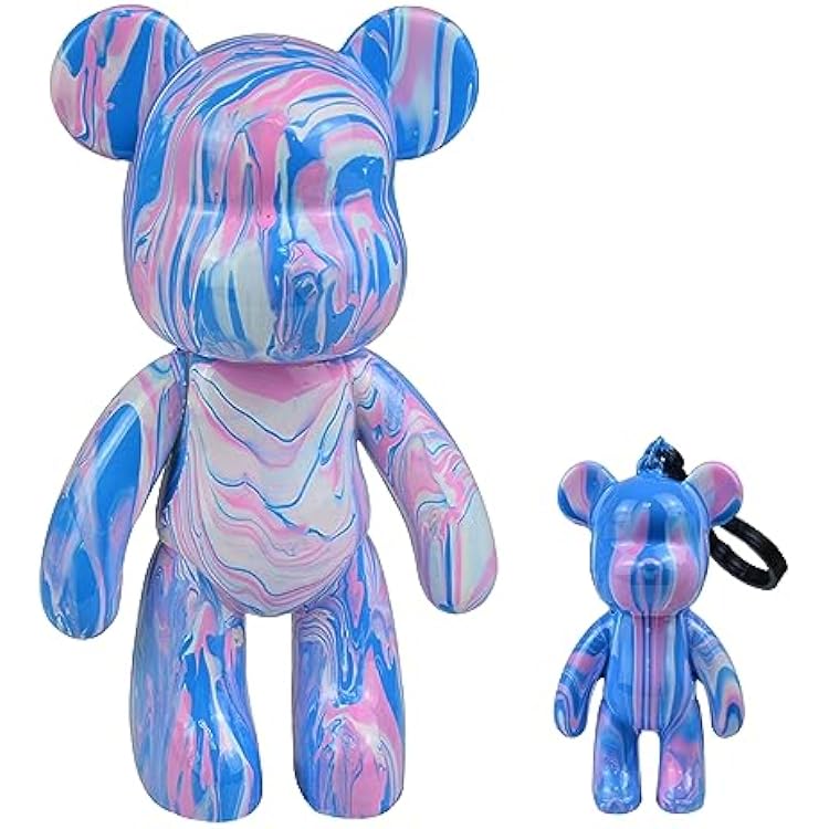 DIY CyanWhitePink, 13 Inch Fluid Bear  Keychain Creativity Paints Set for Home Decoration