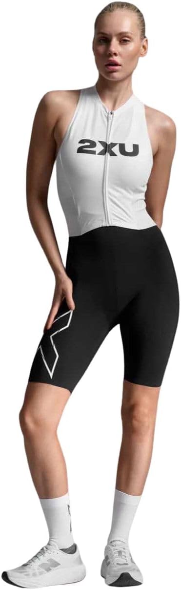 2XU Women's Light Speed React Tri Suit (US, Alpha, Medium, Regular, Regular, Standard, Black/White)