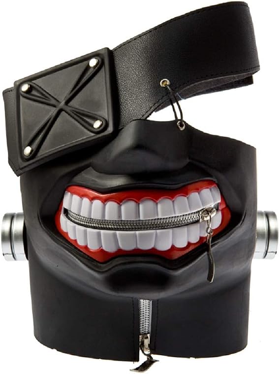 damdos Halloween Props Anime Masks Cosplay Props, Kaneki Masks Ken Mask Cosplay Wig Adjustable Zipper Rubber