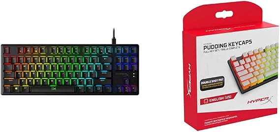 HyperX Pudding Keycaps - White Alloy Origins Core Gaming Keyboard - Aqua Switch