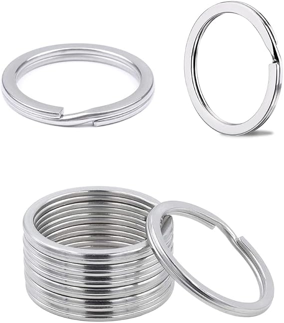 12 Pack Keychain Rings for Craft, Stainless Steel 1" Metal Flat Key Ring Clips Round Split Rings Bulk for Home Car Keys Organization,Arts & Crafts,Lanyards (Silver, 25mm)