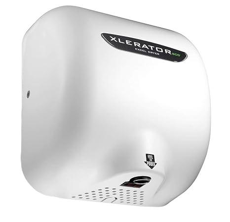 Excel Dryer XL-BWV-ECO-1.1N Hand Dryer XLERATOR XL-BW-ECO Automatic, Surface-Mounted, White Thermoset (BMC) Cover, 208-277V with Noise Reduction Nozzle
